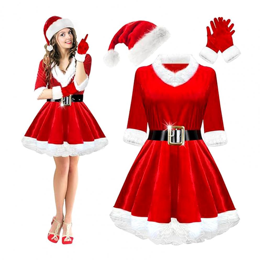 Elf Costume Christmas - 4-częściowy zestaw kostiumów Pani Świętej Klasy