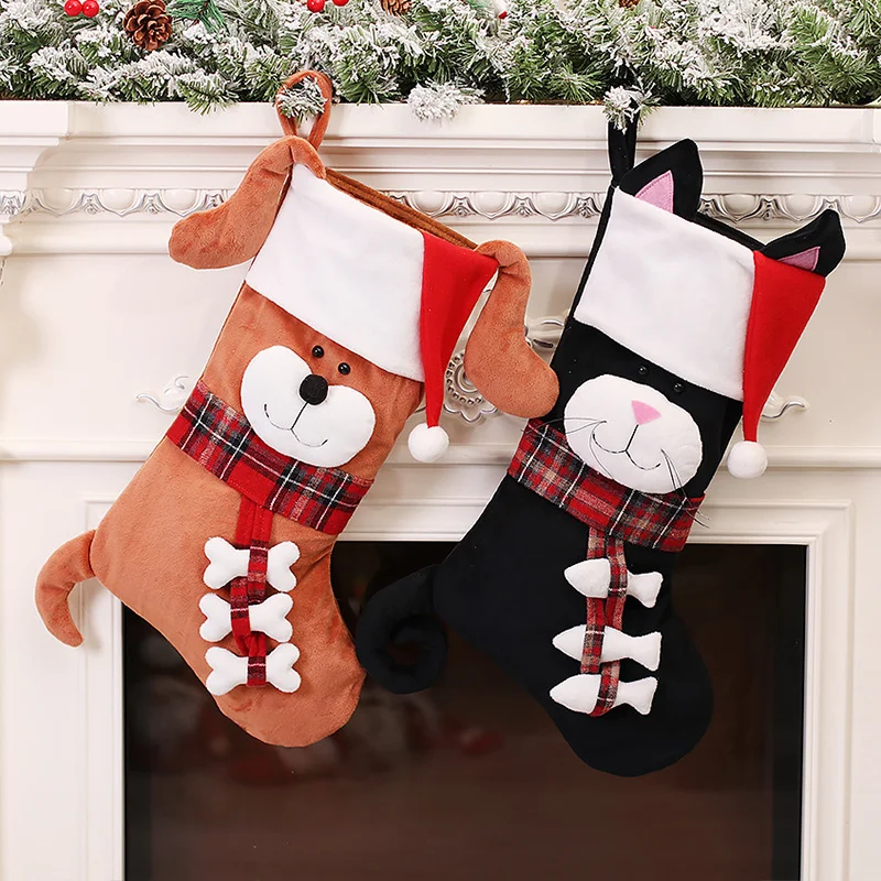 Christmas Stocking Hanging - Świąteczne skarpety 3D ze zwierzętami, pluszowe