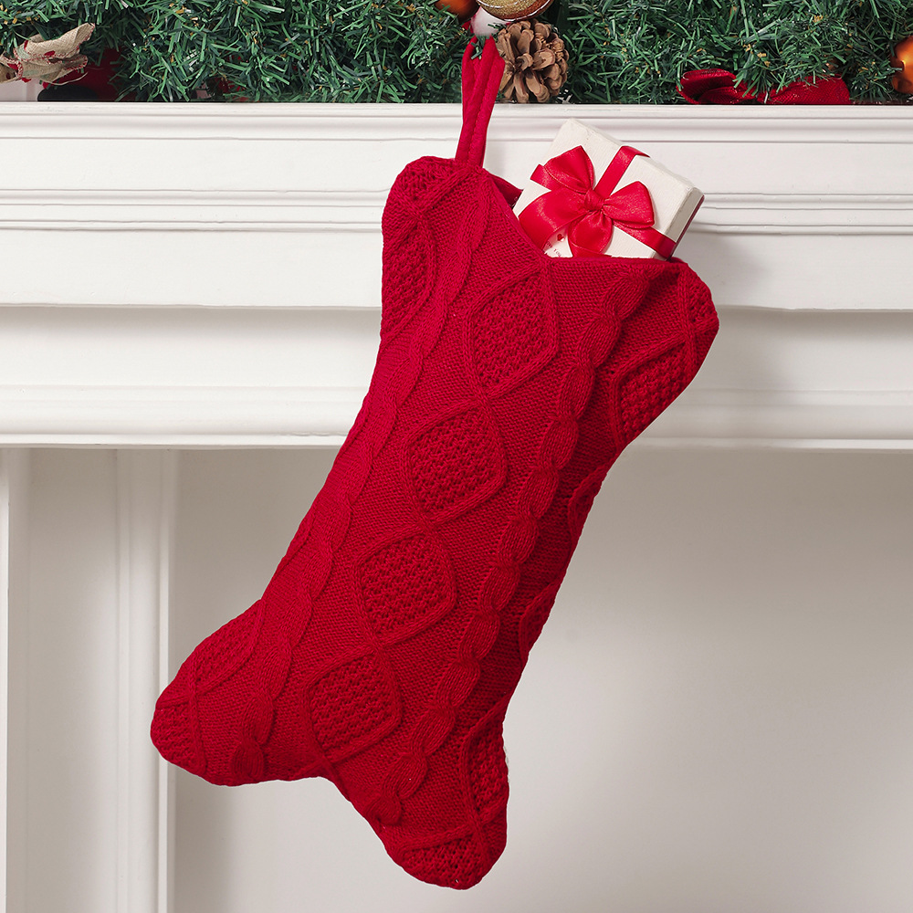 Christmas Stocking Hanging - Świąteczna skarpeta dla psa, dziergana świąteczna
