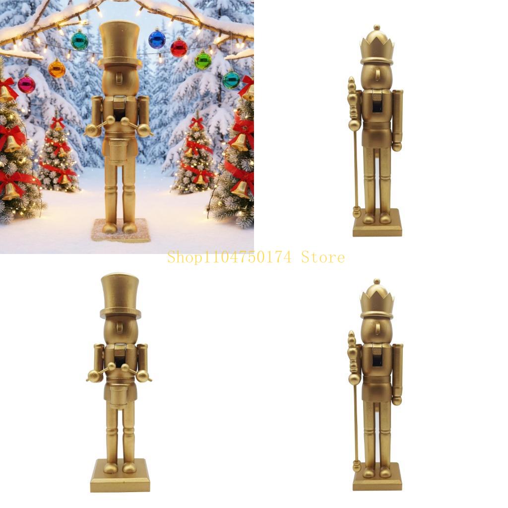 Nutcracker Figurine - Dekoracje na spotkania świąteczne, złota drewniana