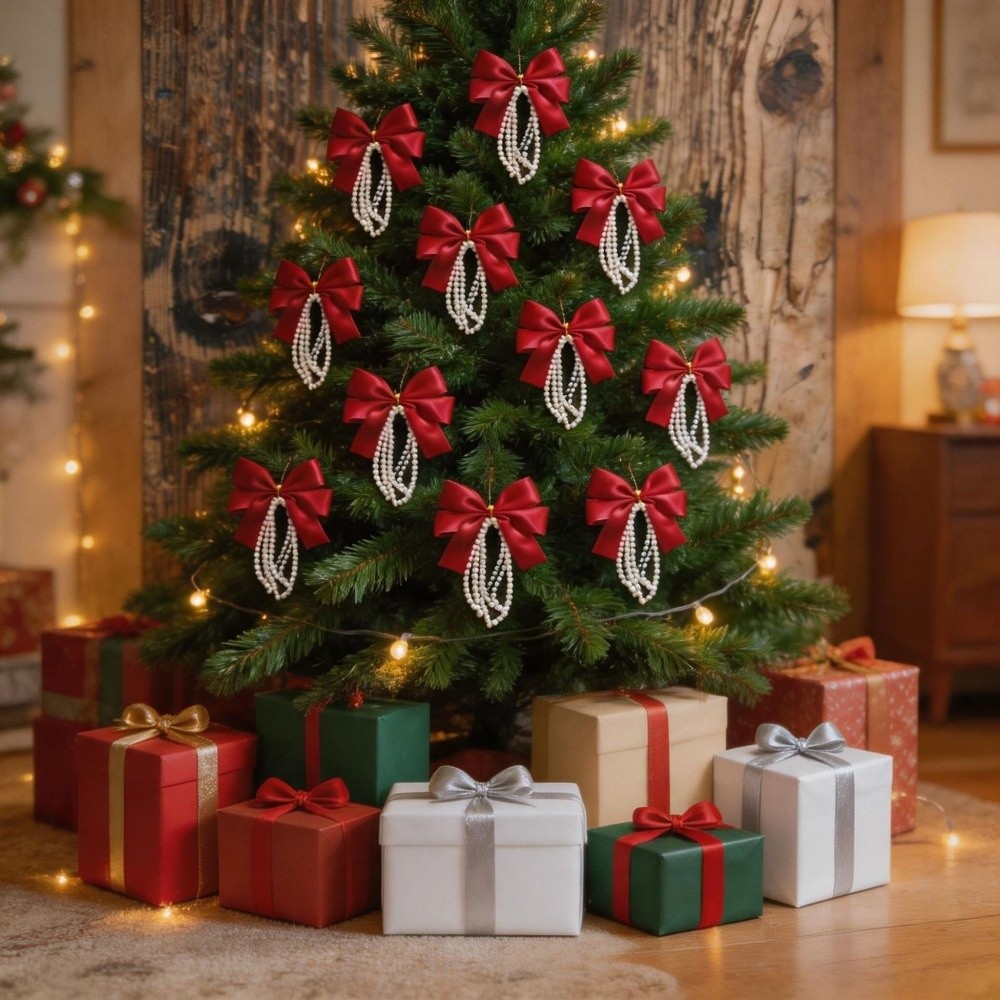 Gift Box Wrap Set - Zestaw 12 szt. kokardek na choinkę,