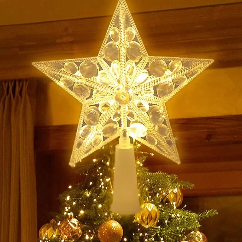 Star Tree Topper - Świecąca ozdoba choinkowa 15 cm Przezroczysta