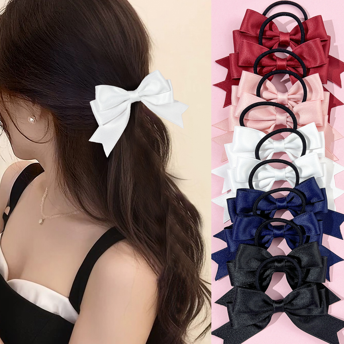 Ribbon Bow Gift - 2 sztuki gumek do włosów z