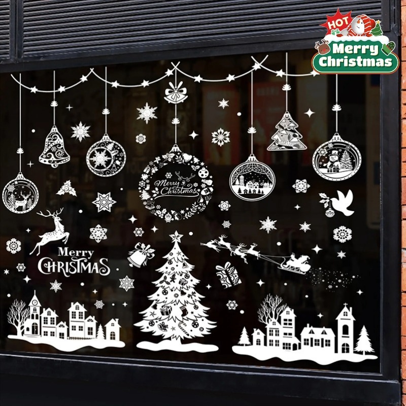 Snowflake Window Decal - 9 arkuszy, 243 sztuki wielokrotnego użytku,
