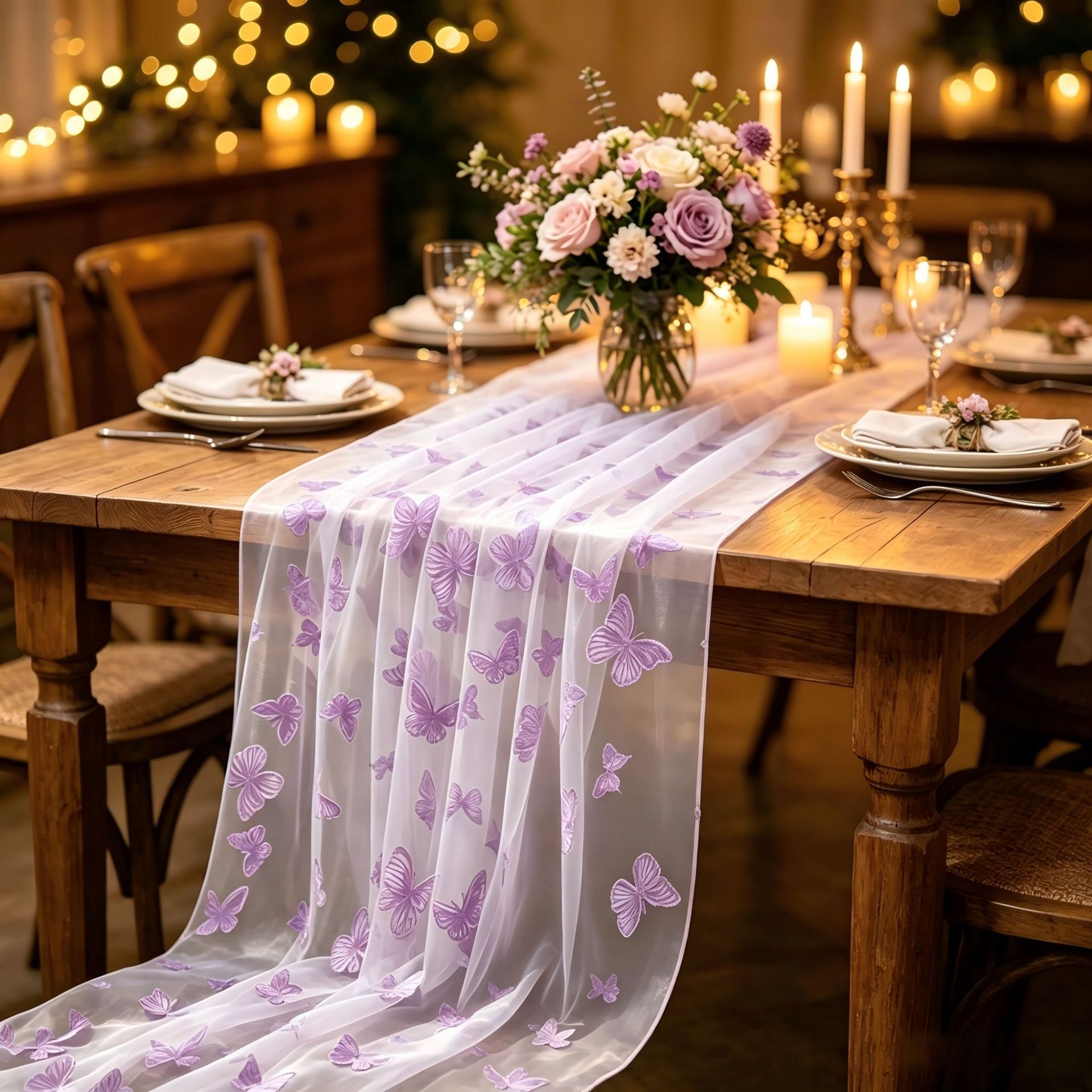 Christmas Table Runner - Bieżnik na stół z nylonowego tiulu