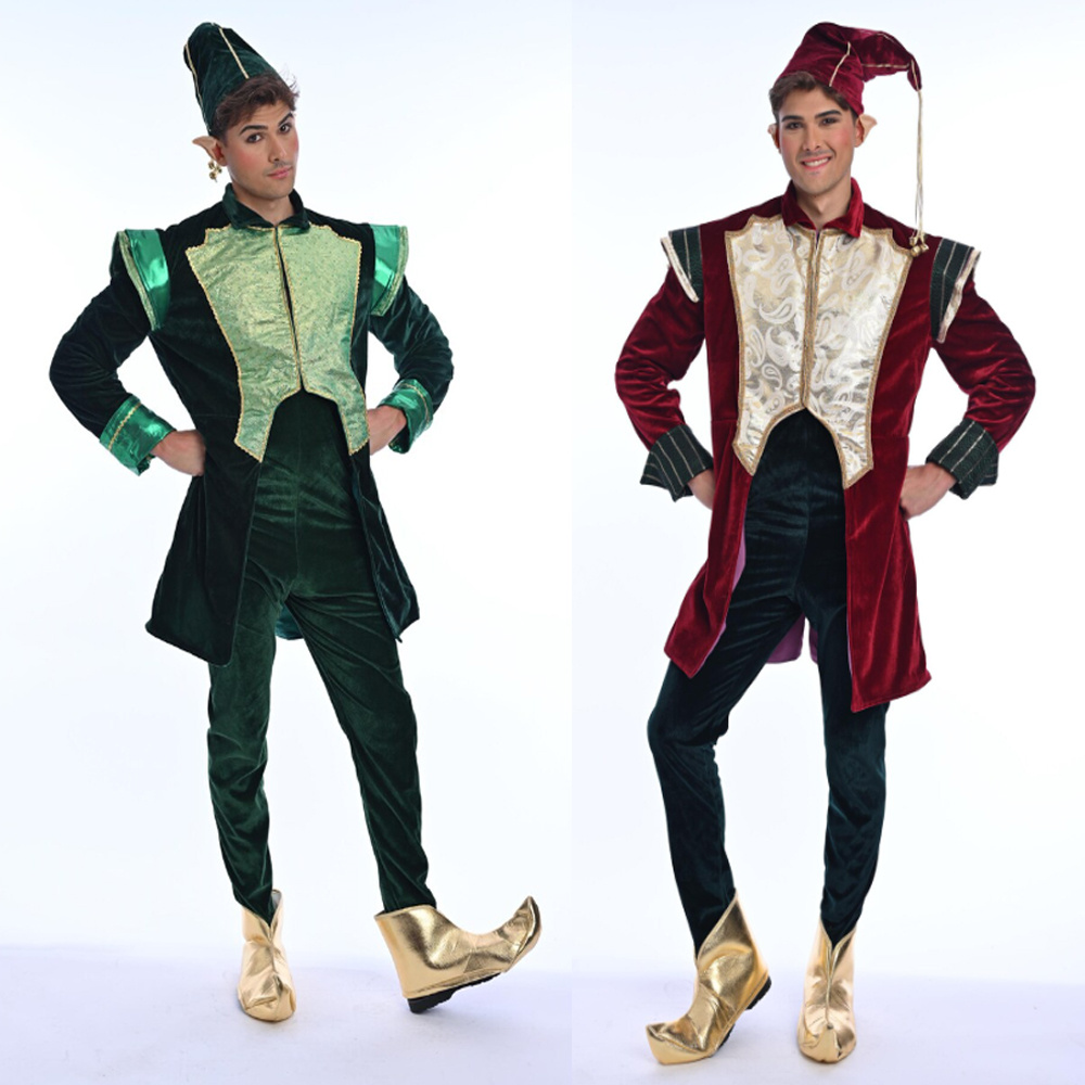 Elf Costume Christmas - Luksusowy aksamitny strój Świętego Mikołaja, kostium