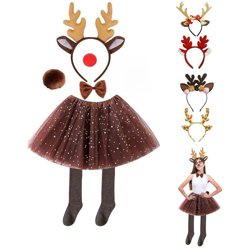 Reindeer Antlers Headband - Zestaw przebrania renifera: spódniczka tutu z