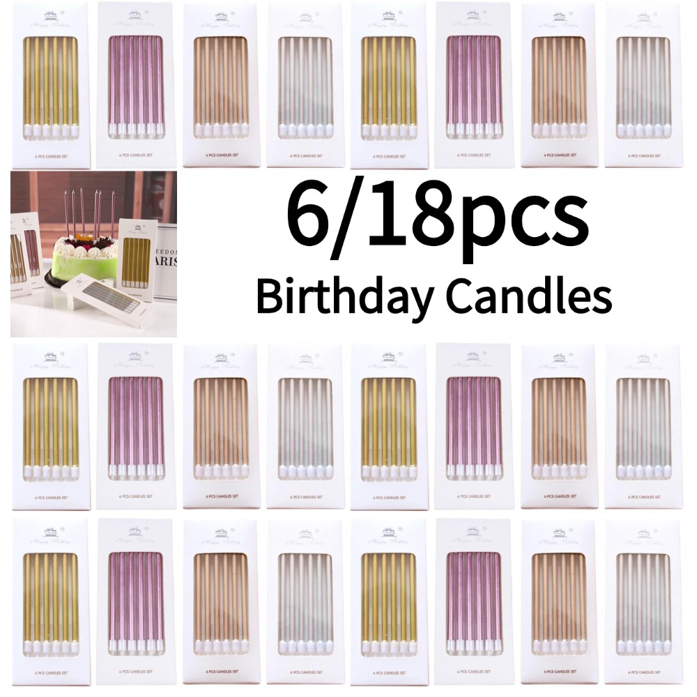 Holiday Candle Set - 6/18 szt. Metalowe Złote Srebrne Świeczki