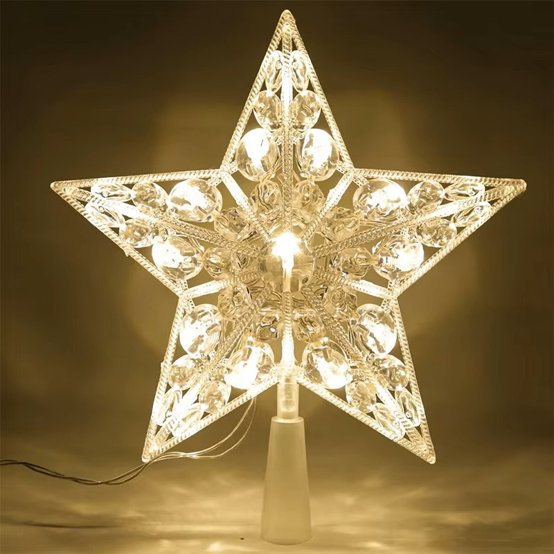 Star Tree Topper - 15cm Świecąca Gwiazda na Szczyt Choinki,