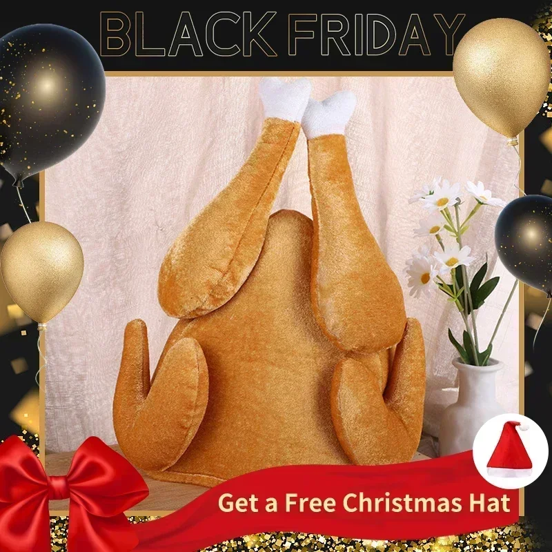 Santa Hat Plush - Nowy pluszowy pieczony dziękczynienie z indyka
