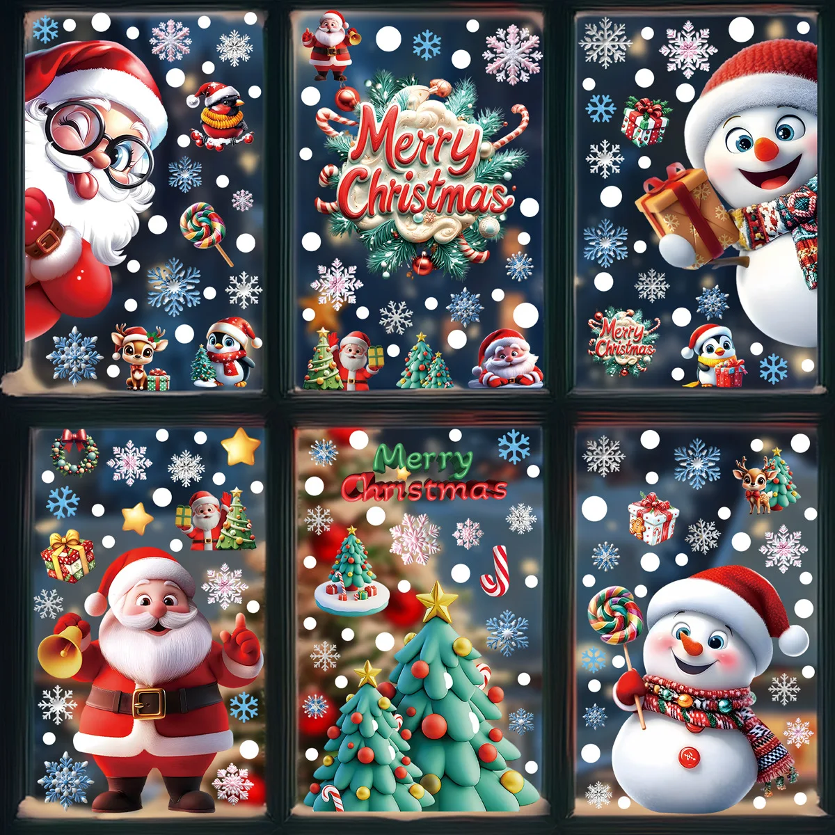Snowflake Window Decal - 2025 Świąteczne statyczne naklejki na okno