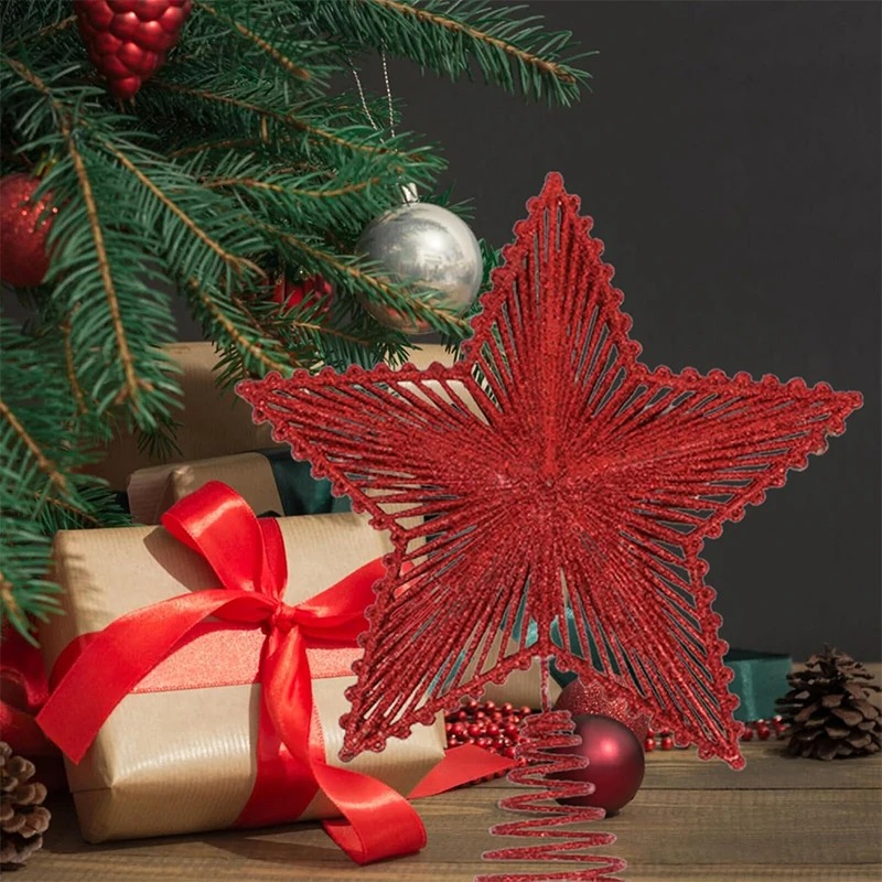 25cm Red Glitter Christmas Tre – Star Tree Topper recenzja i cena